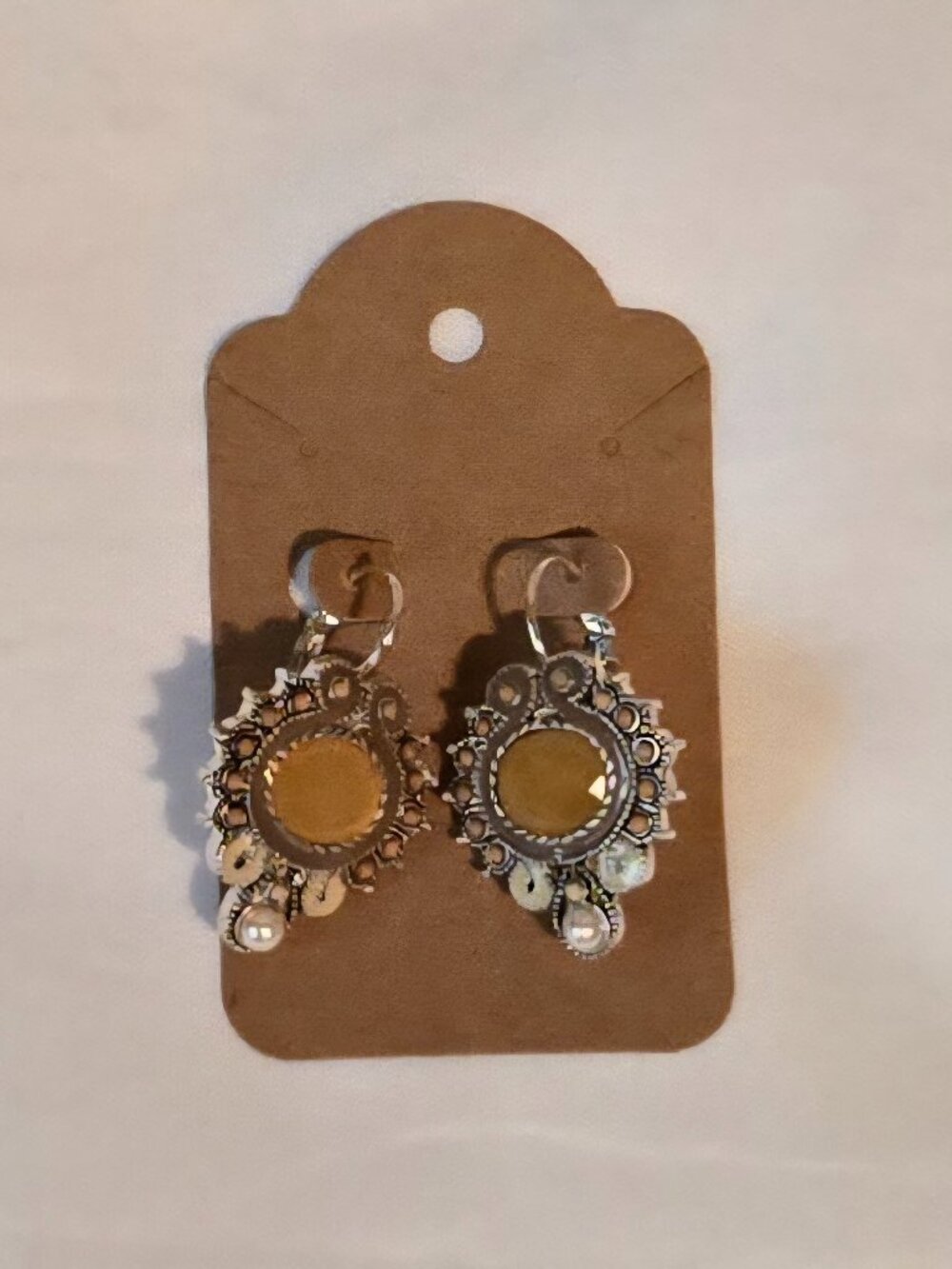 Yellow Dangle Earrings-silver and yellow earrings